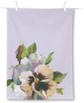 Pano lilás com estampa floral colorida