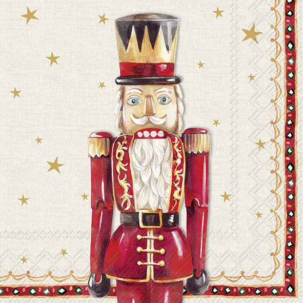 Figura de soldado de madeira tipo queixada em fundo com estrelas e borda decorativa