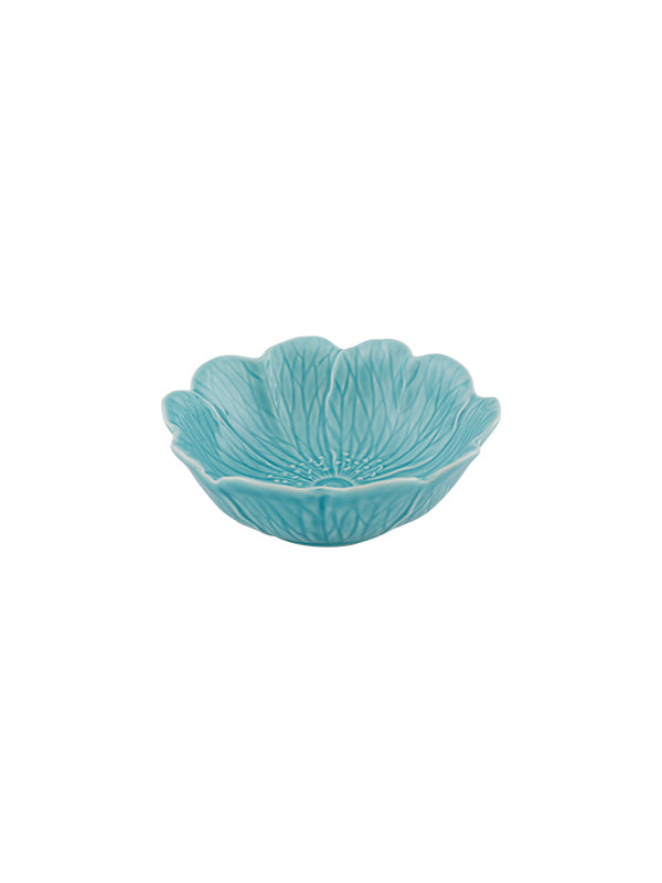 Tigela azul em cerâmica com design em forma de flor