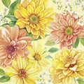 Padrão floral em tons amarelos, laranja e verde com textura de pintura aquarela