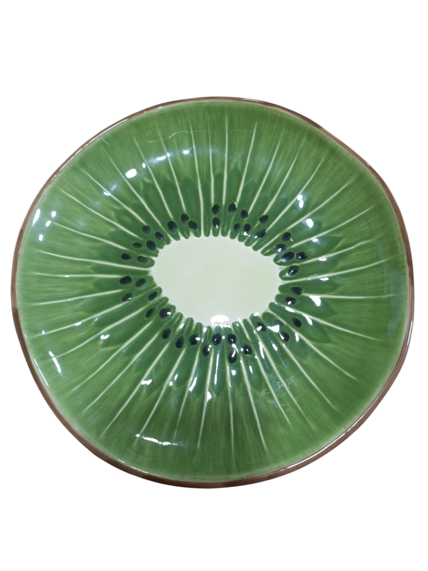 Prato de cerâmica com padrão de kiwi