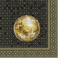 Lenço preto com padrão dourado e globo central dourado