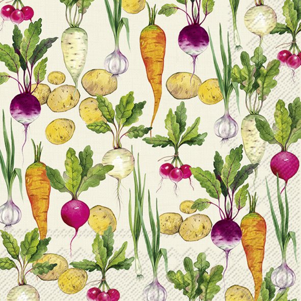 Padrão de ilustrações de legumes coloridos sobre fundo claro