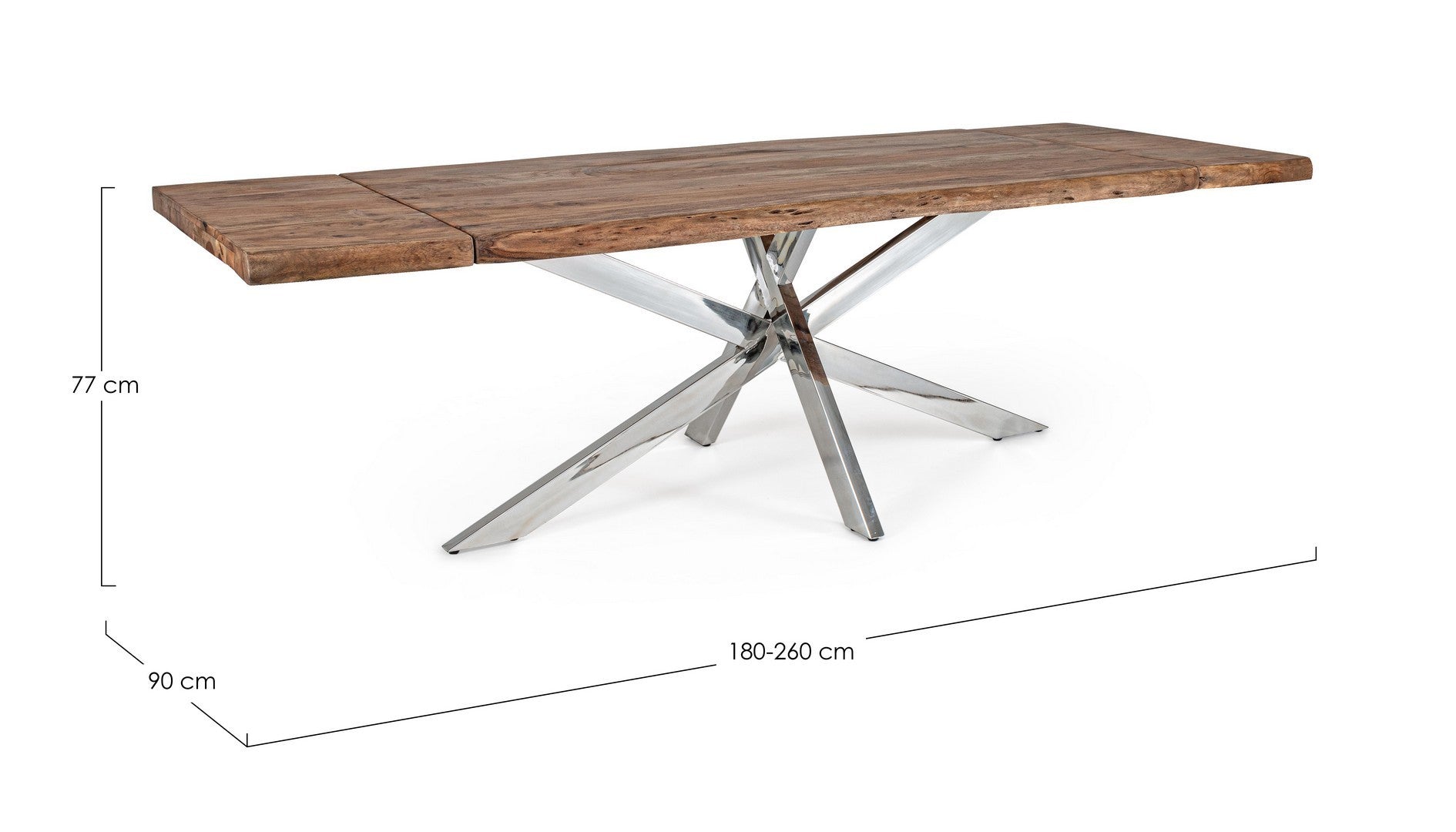 Mesa retangular de madeira com pernas metálicas ajustável