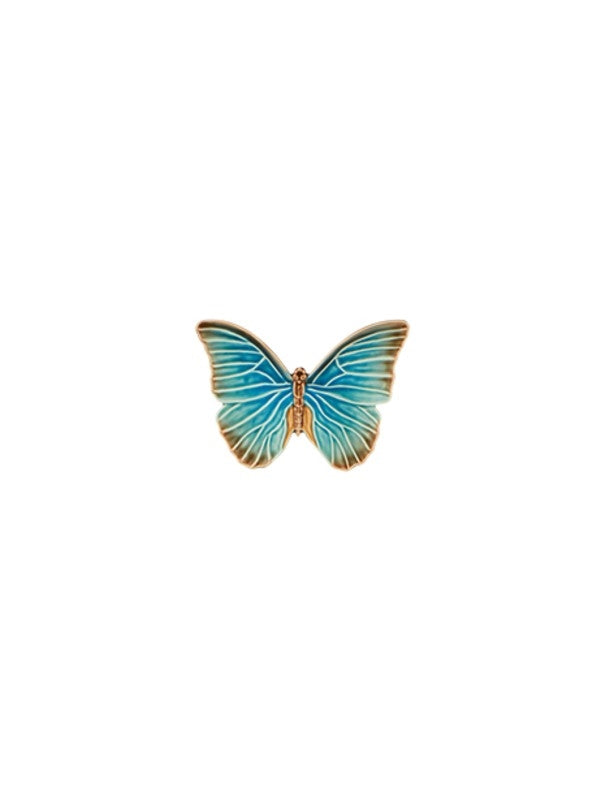 Botão decorativo borboleta azul e castanho