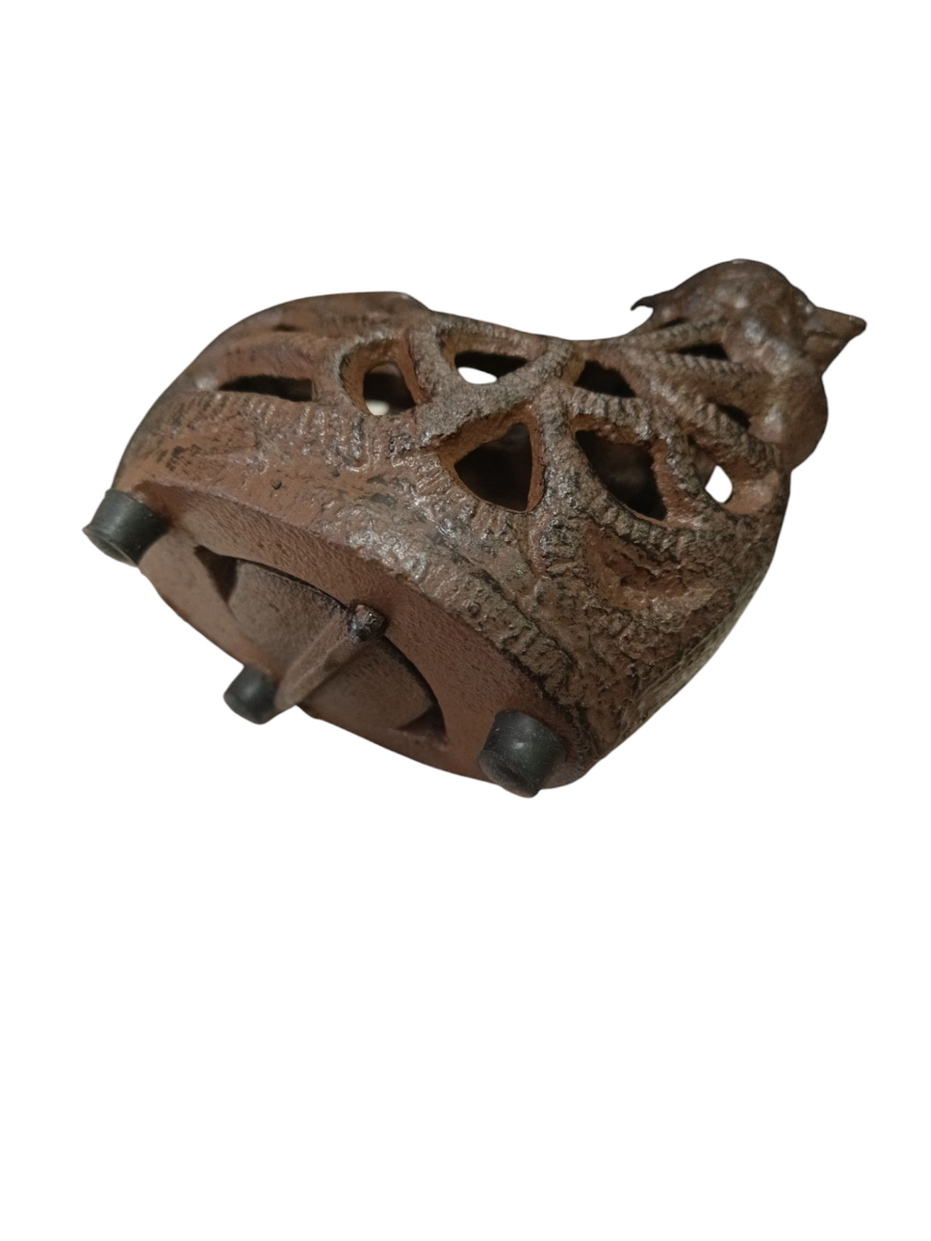 Campainha decorativa em ferro fundido castanha com desenho vazado