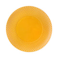 Prato redondo amarelo com textura geométrica em relevo