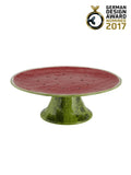 Suporte para bolo verde e vermelho com design de melancia e selo German Design Award 2017