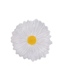 Tapete ou almofada redonda em formato de flor margarida branca e amarela