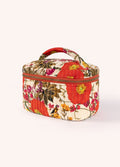 Bolsa tecido acolchoado com padrão floral e alça