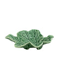 Prato decorativo em forma de folhas verdes em cerâmica