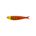 Isca de pesca com padrão floral vermelho e amarelo