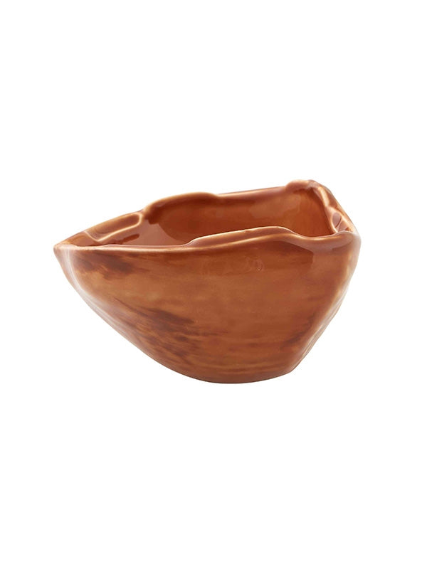 Tigela cerâmica castanha formato irregular