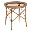 Mesa redonda de metal bronze com tampo de vidro