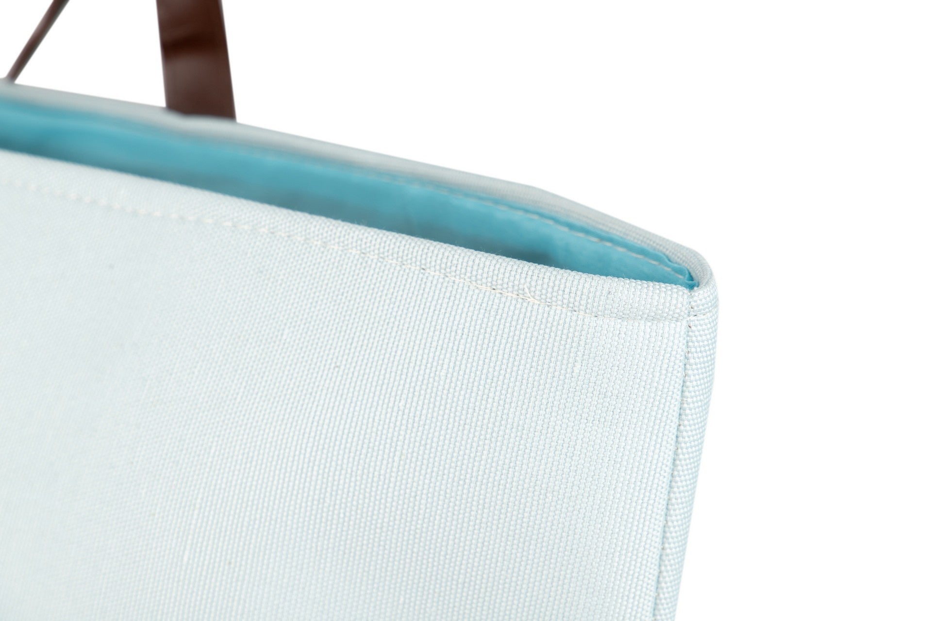 Saco tote bag azul claro com alças castanhas