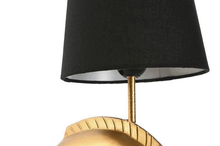 Candeeiro de mesa dourado com abat-jour preto