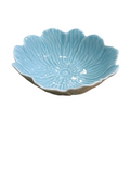 Prato decorativo azul em forma de flor de cerâmica