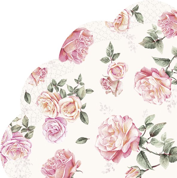 Papel decorativo com padrão de rosas em tons de rosa e branco