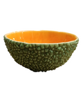 Taça cerâmica verde com interior laranja