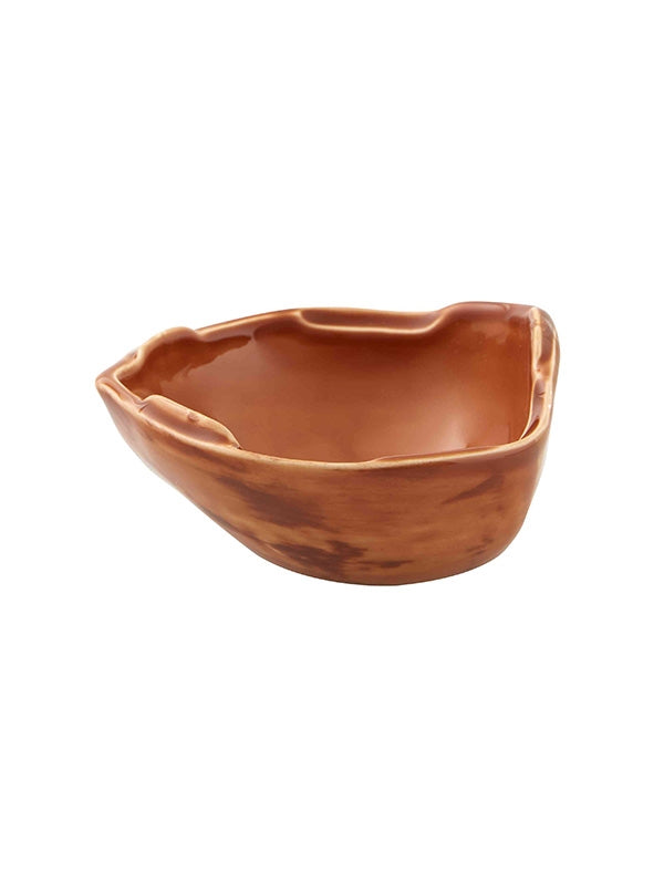 Tigela de cerâmica terracota com formato irregular