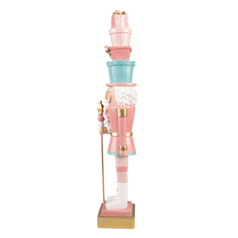Figura decorativa de soldado quebra-nozes rosa azul branco dourado