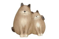 Figura decorativa de gatos em cerâmica castanha clara