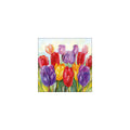 Pintura colorida de tulipas em várias cores com textura de pinceladas
