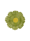 Prato decorativo em forma de flor verde e amarelo