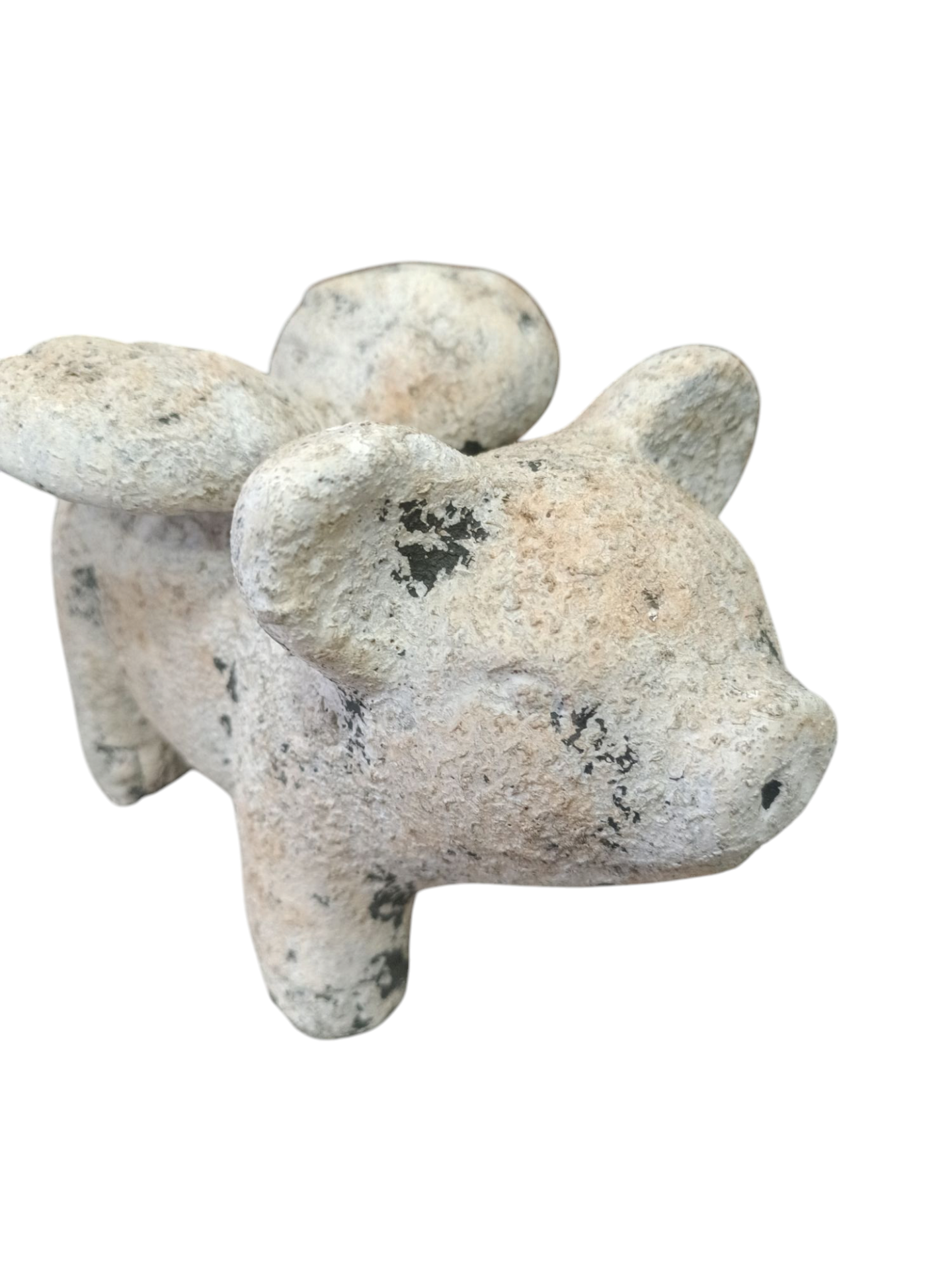 Estátua de pedra de animal com asas em fundo branco