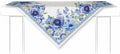 Toalha de mesa branca com padrão floral azul