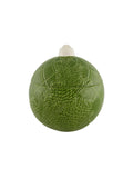 Ornamento de Natal esférico verde com padrão de folhas em relevo