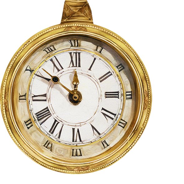Relógio antigo de bolso dourado com números romanos