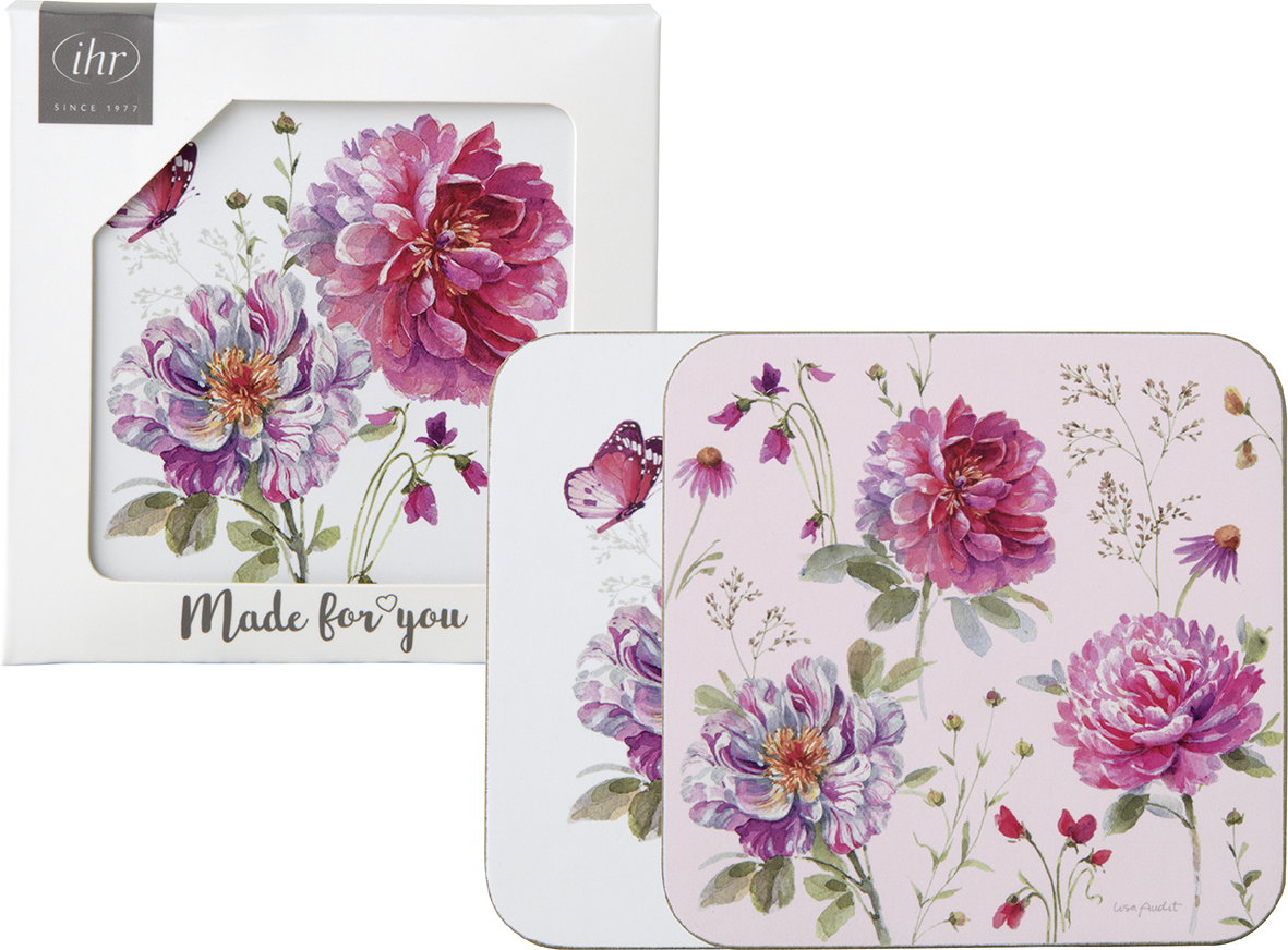 Dois placemats florais com caixa branca e texto Made for you