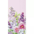Papel de parede com padrão floral em tons de lilás, rosa e verde