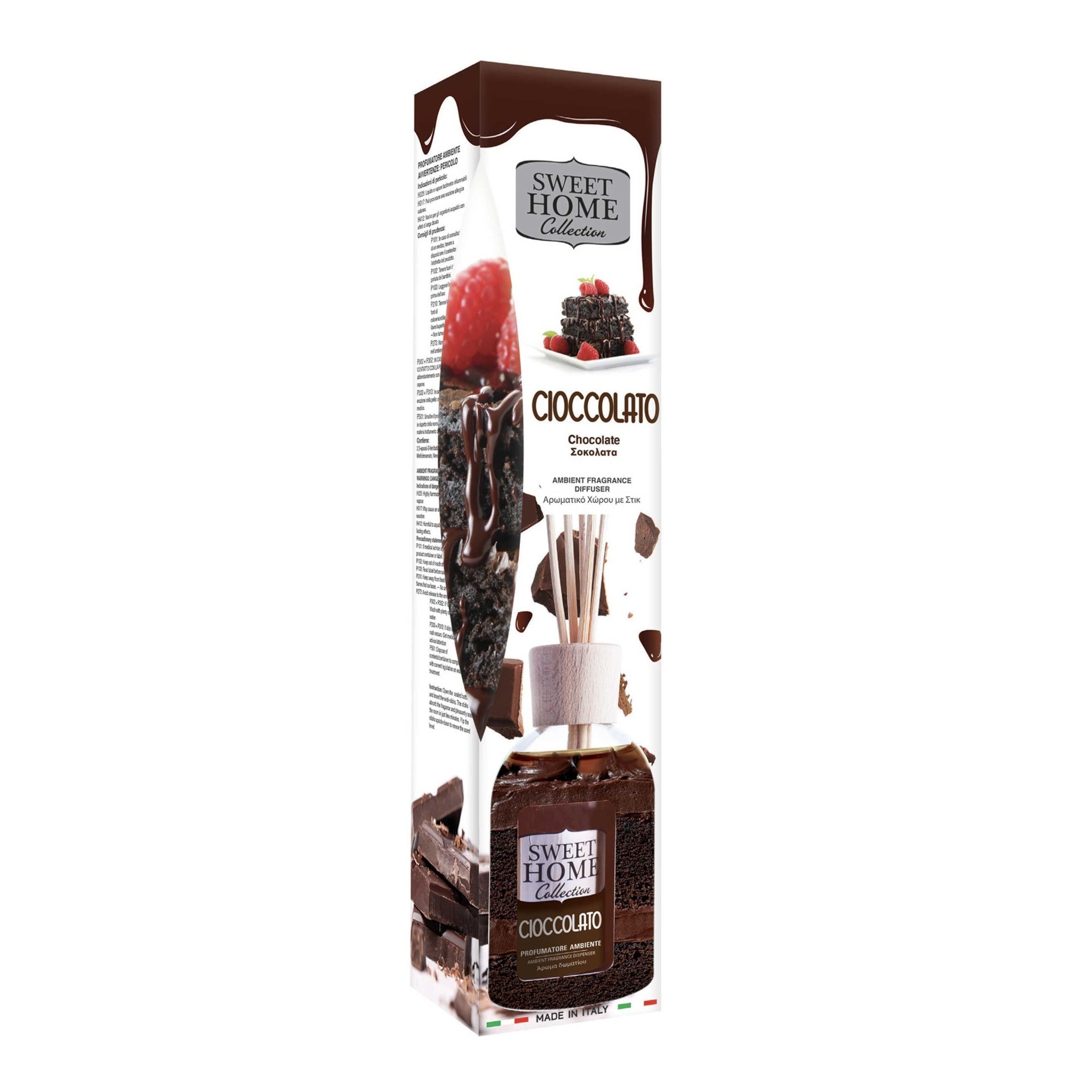 Embalagem de bastões aromáticos sabor chocolate SWEET HOME, com frutas vermelhas e chocolate