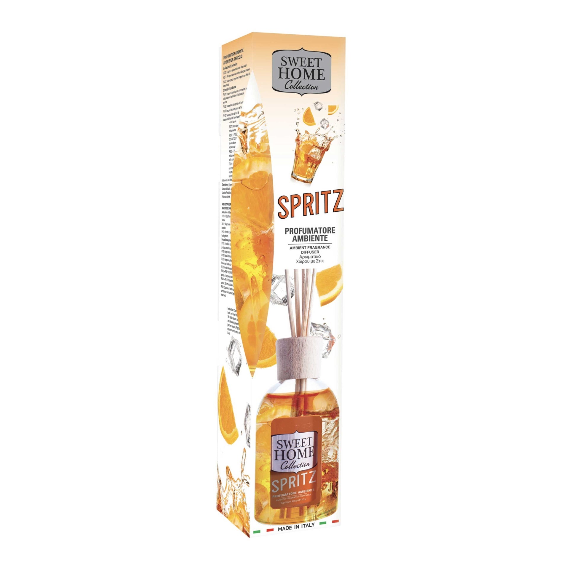 Difusor de ambiente Sweet Home Collection SPRITZ com embalagem e pauzinhos de madeira
