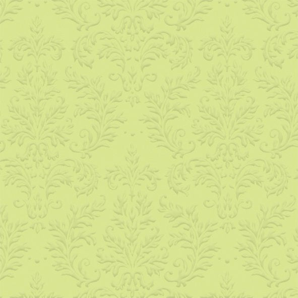 Papel de parede verde claro com padrão floral em relevo