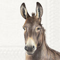 Guardanapo com desenho de cabeça de burro em tons castanhos e bege