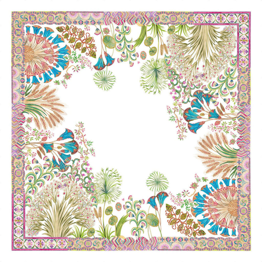 Lenço quadrado com padrão floral colorido