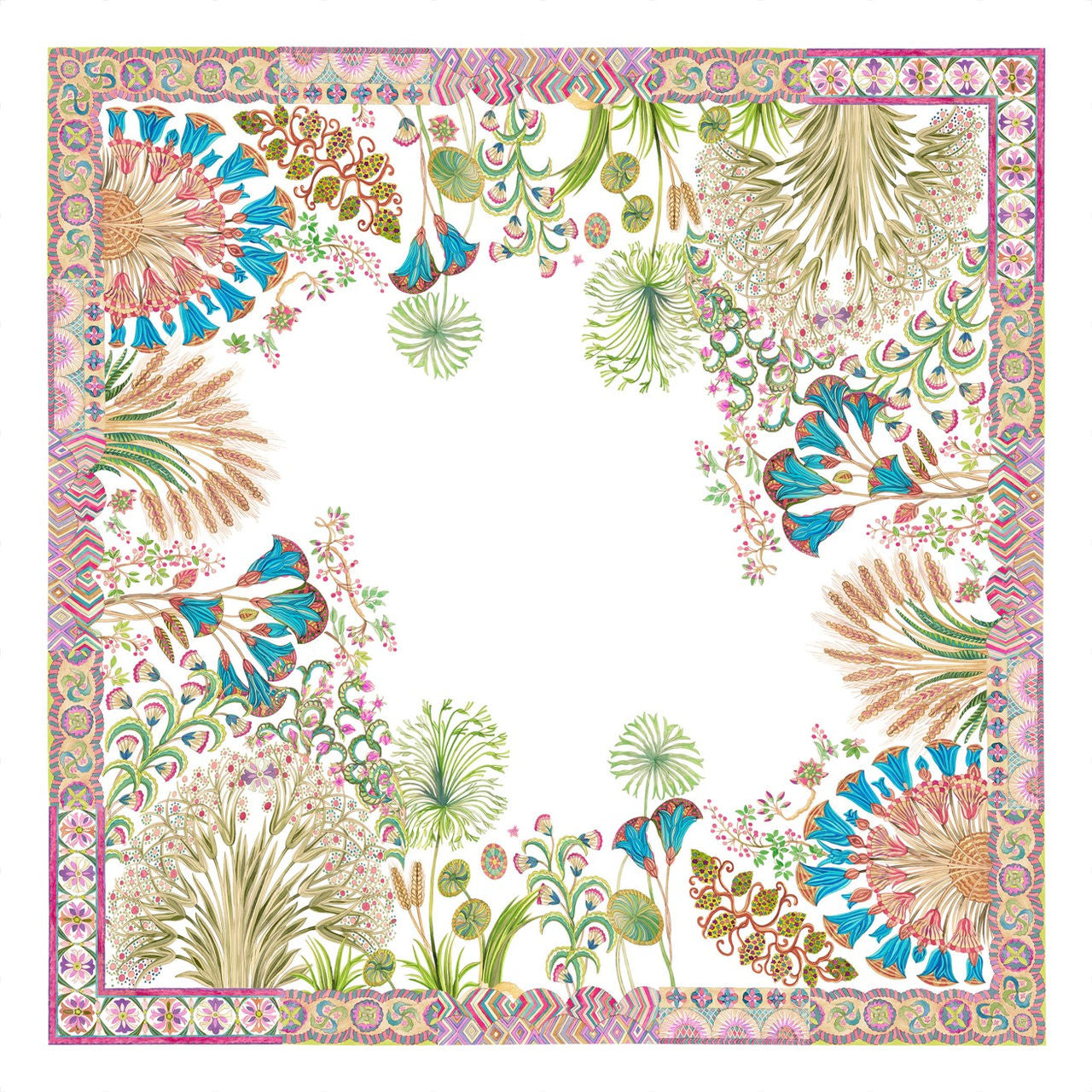 Lenço quadrado com padrão floral colorido