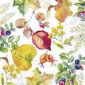 Papel decorativo com padrão de folhas e bagas de outono coloridas