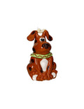 Figura decorativa cão cerâmica castanho com minhoca